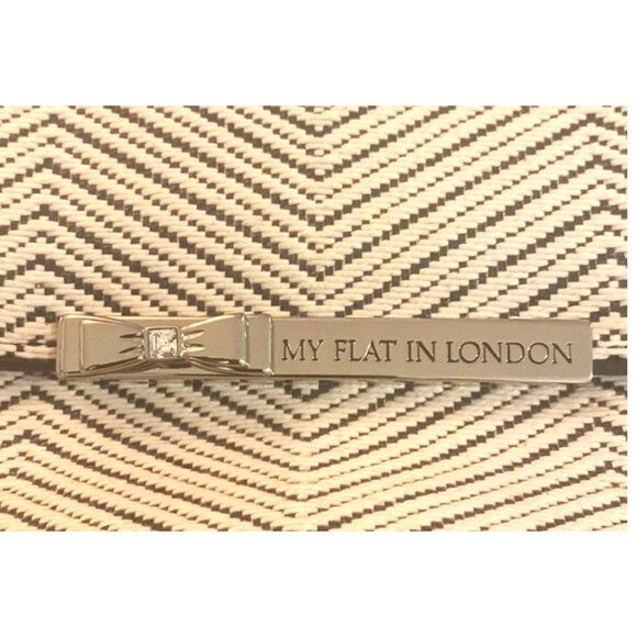 My Flat In London Shoulder Bag, Ivory Chevron Chain Strap and Black Bow Detail - Picture 10 of 10